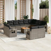 Set Divani da Giardino 13 pz con Cuscini Grigio in Polyrattancod mxl 116760