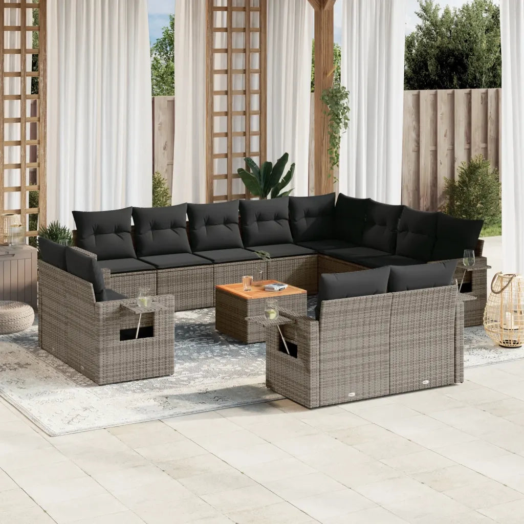 Set Divani da Giardino 13 pz con Cuscini Grigio in Polyrattancod mxl 116760