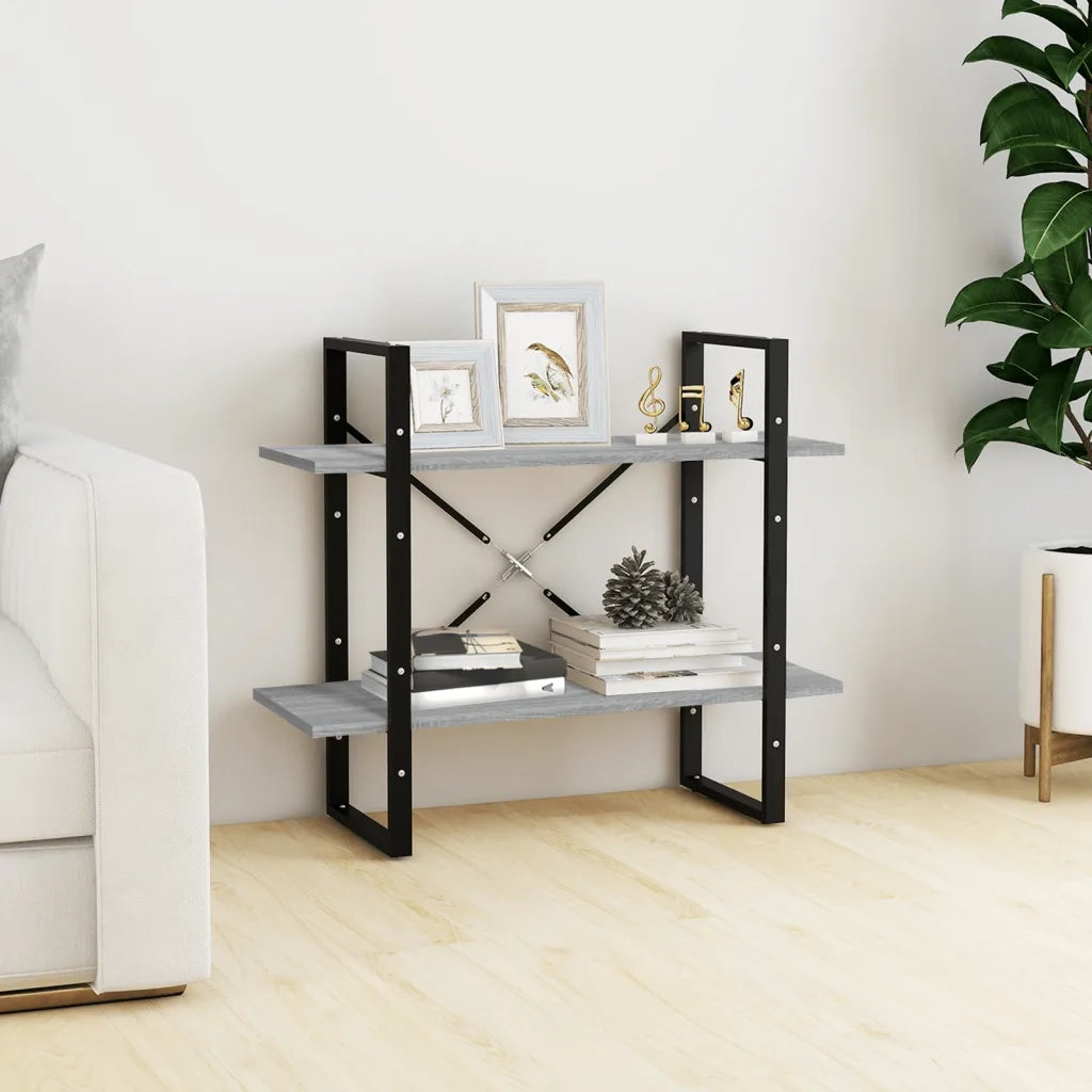 Libreria a 2 Ripiani Grigio Sonoma 80x30x70cm Legno Multistrato 821313