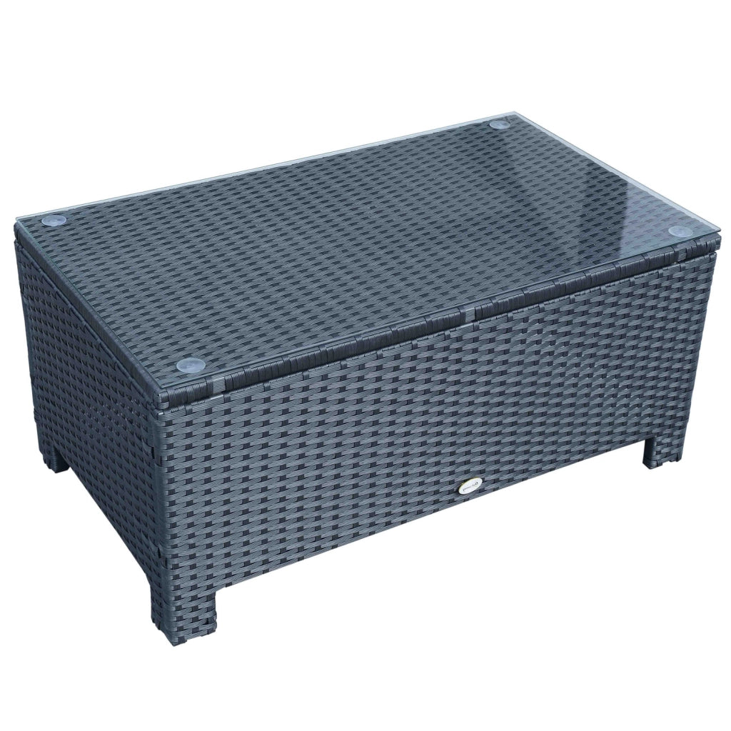 Tavolino da Giardino con Piano in Vetro ¨C Minimal ¨C Nero 85x50x39