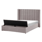 Letto velluto di colore grigio rete a doghe e cassapanca 140 x 200 cm stile moderno glam