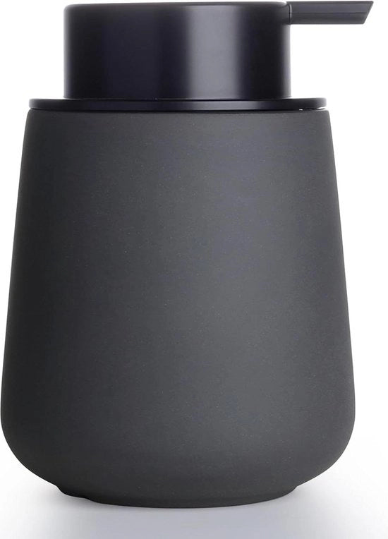 Dispensatore di Sapone Ceramico a Matto in Grigio Anthracite con Testa di Pompa Grande - Dispensatore di Sapone Liquido Rifornibile per Cucina e Bagno - 350 ml
