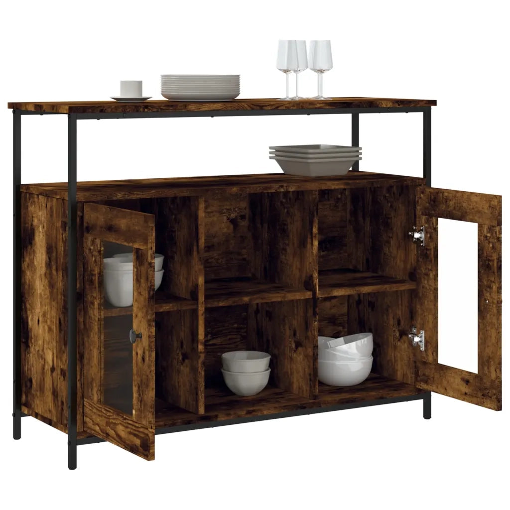 Credenza Rovere Fumo 100x35x80 cm in Legno Multistrato