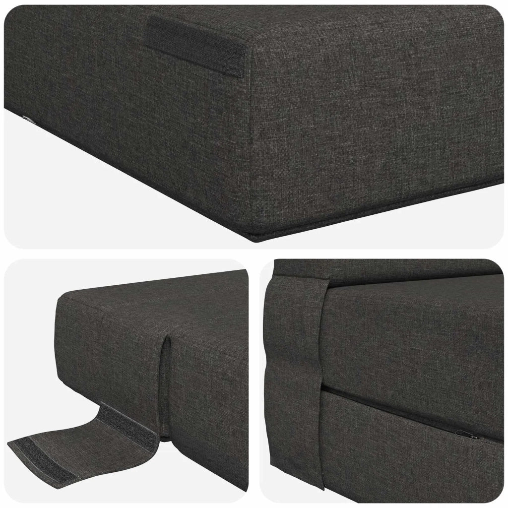 Divano Letto Pieghevole Grigio Scuro 152 x 86,5 x 60 cm Tessuto 900120
