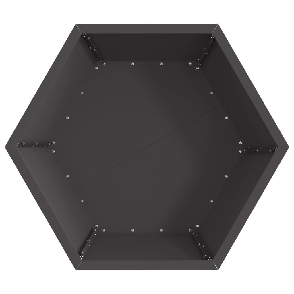 Focolare Esagonale Nero 75x75x28 cm Acciaio