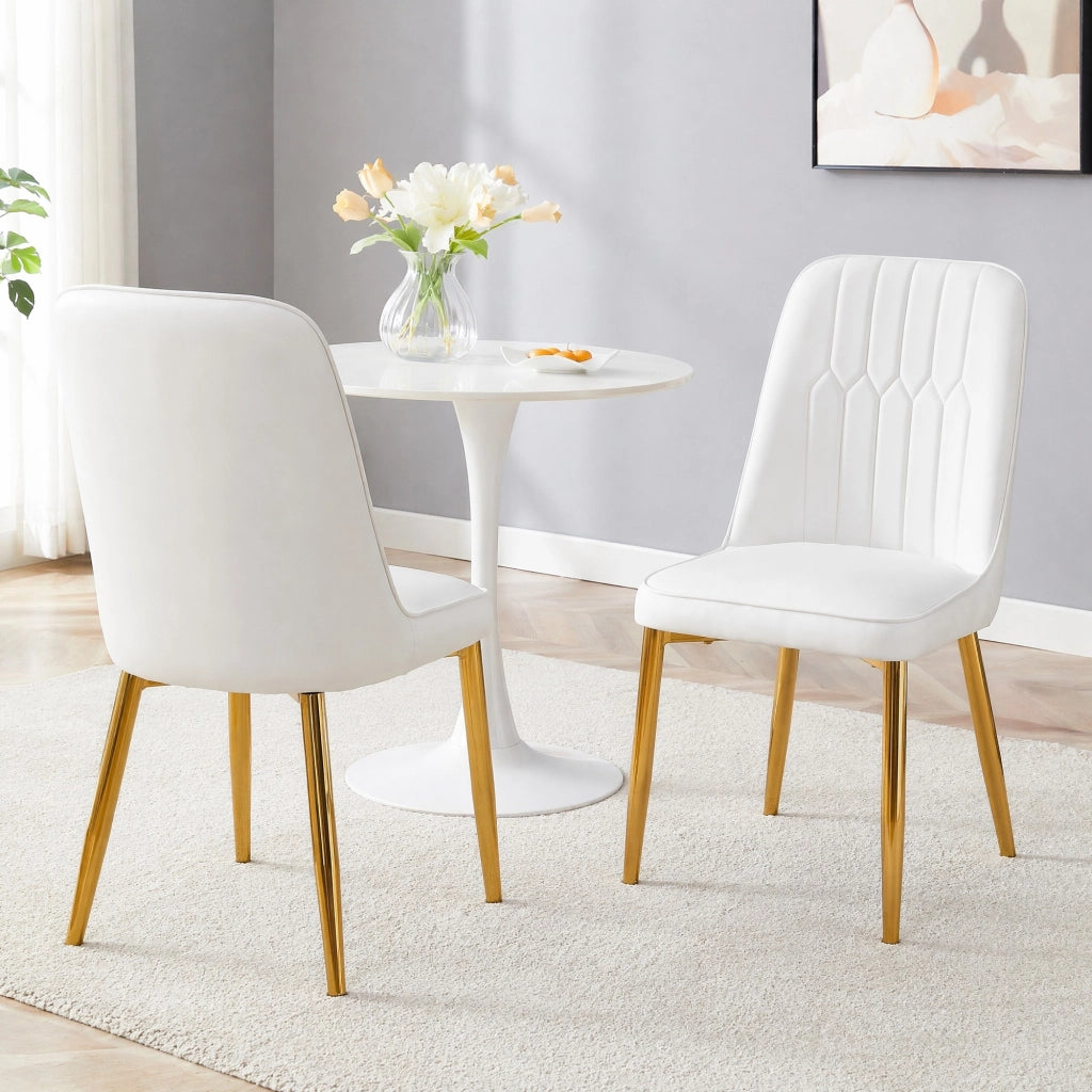 SEDIA da pranzo ergonomica 89 cm PU bianco oro
