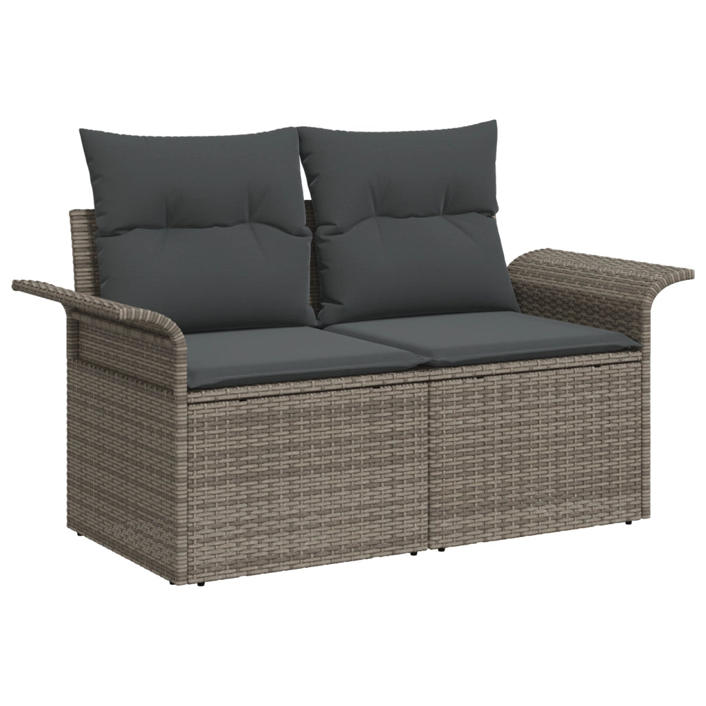 Set da giardino 8 pezzi con cuscini Grigio Rattan Polietilene Acacia