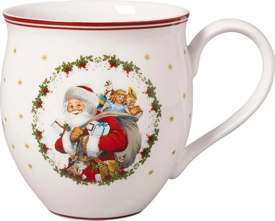 Tazza Porcellana con Immagine di Babbo Natale e Angelo, 360ml