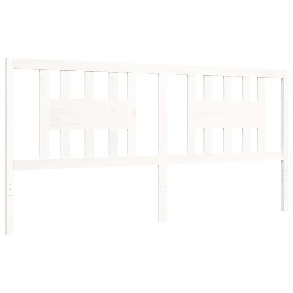 Giroletto con Testiera-Struttura Letto con testiera Bianco 200x200 cm in Legno Massello 444761