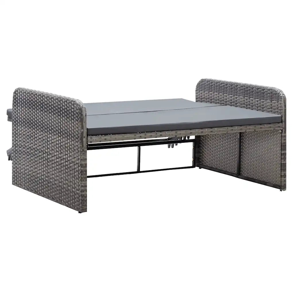 Set Divani da Giardino 2 pz con Cuscini in Polyrattan Grigio 46080