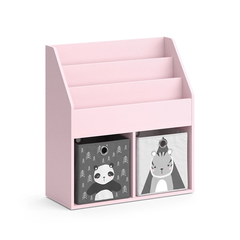 Vicco Libreria bambini rosa 72 x 79 cm con 2 scatole pieghevoli (panda, tigre)