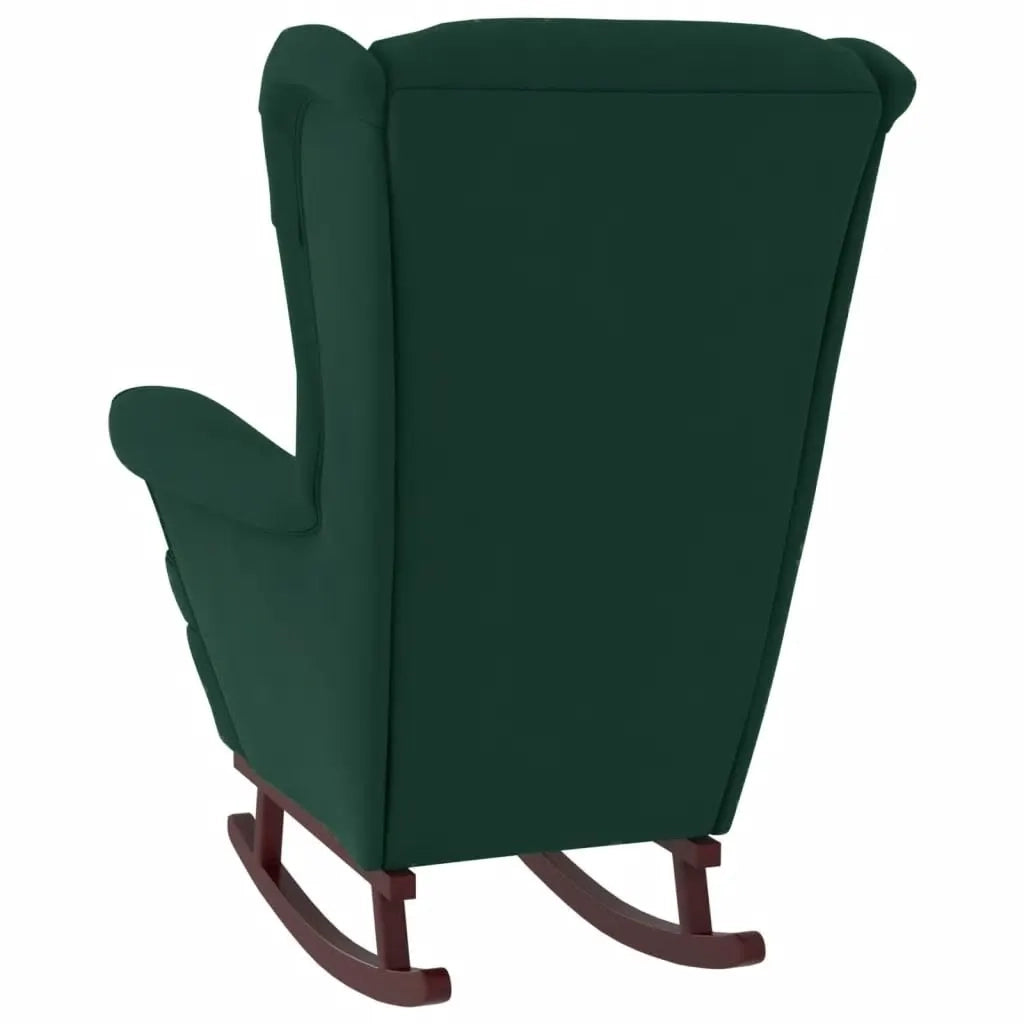 Sedia a dondolo con schienale alto in velluto verde scuro 3121232