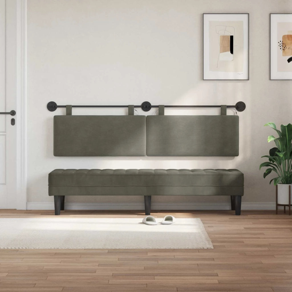 Testiera sospesa Con luce LED Grigio Chiaro Tessuto in Cords