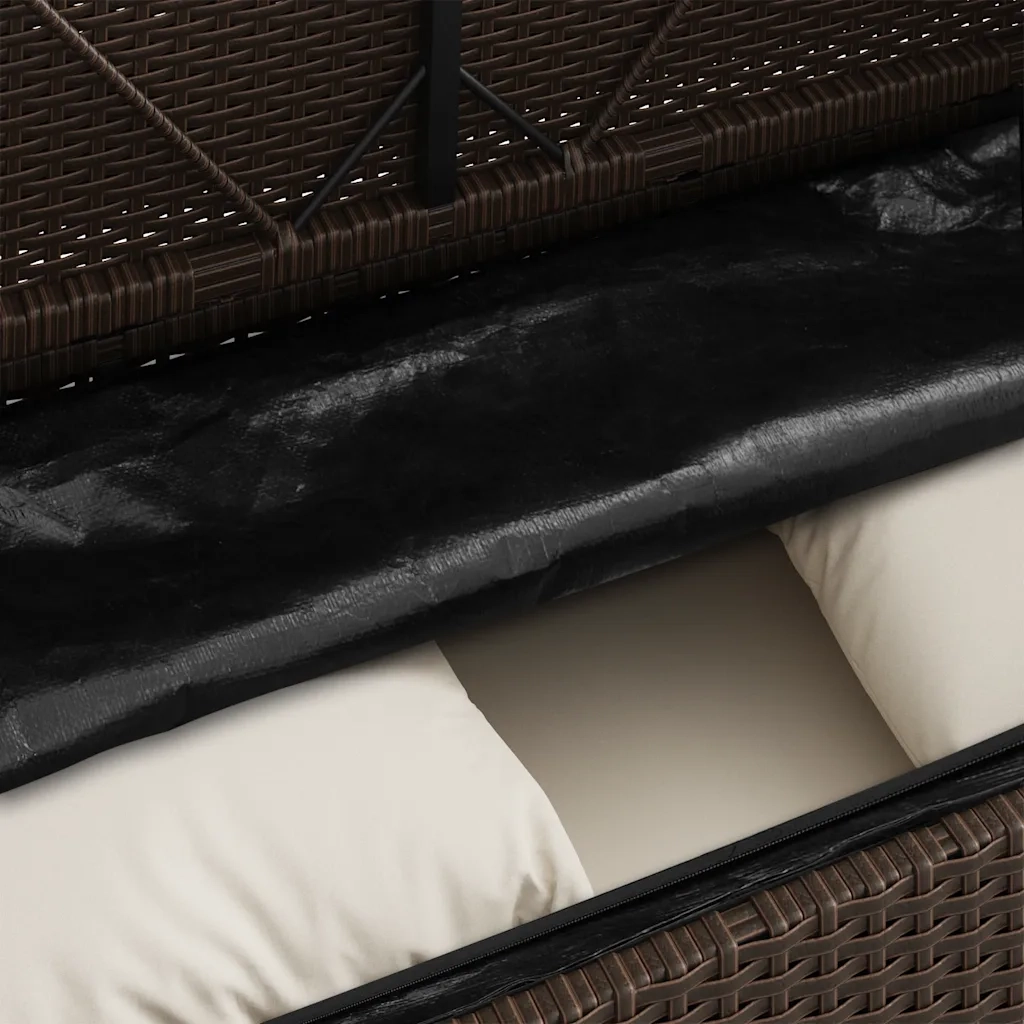 Panca da Giardino con Cuscini-Sgabello-Panca da esterno Marrone in Polyrattan 838107