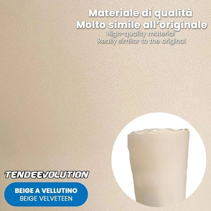 Kit Riparazione Tessuto Cielo Auto - Vellutino Beige Con 5 Colle Spray - Misura 1,50 x 3 m - Adatto anche per Pannelli Portiere e Pantoni