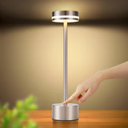 ZMH Lampada da tavolo LED argento wireless batteria touch dimmerabile H32cm per comodino camera letto
