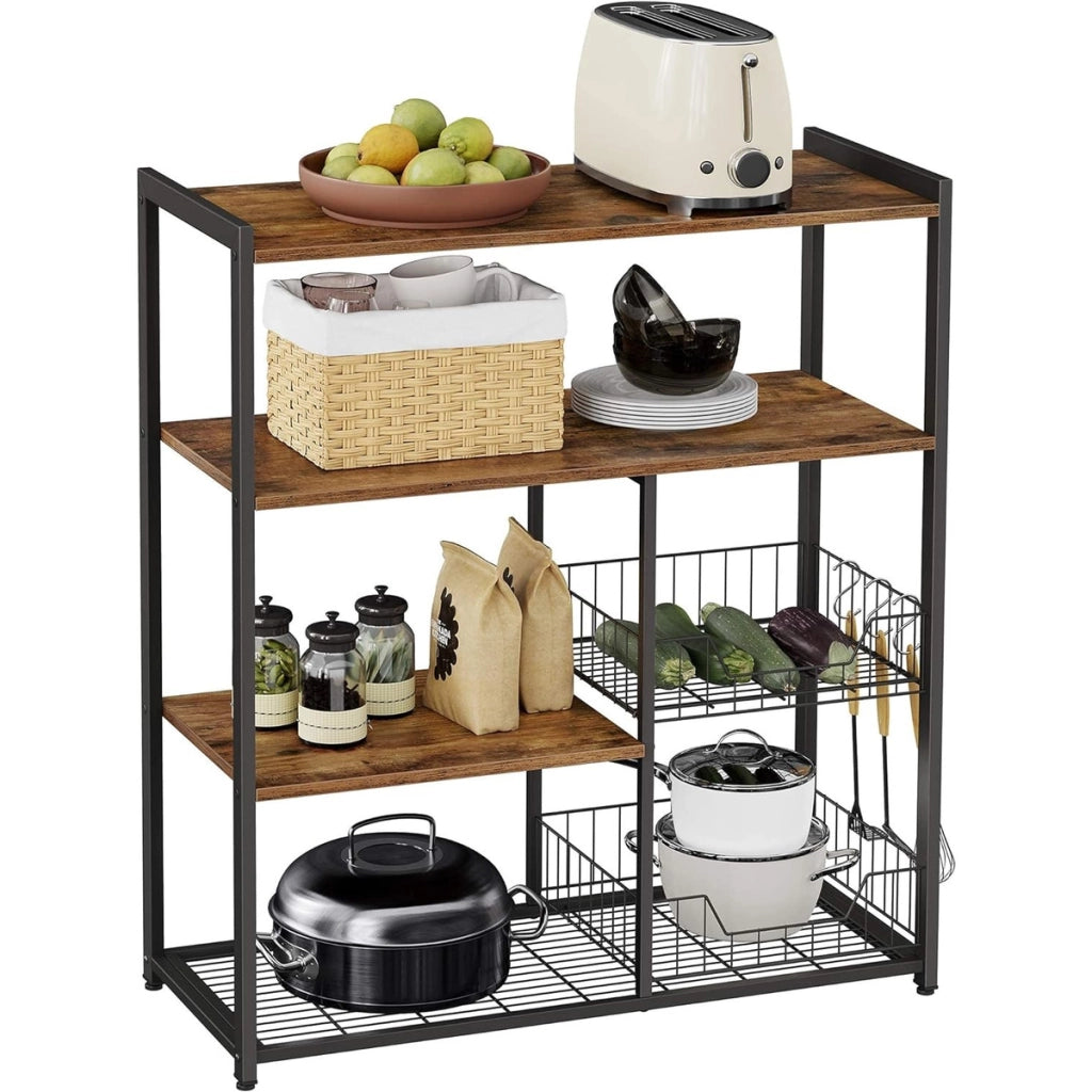Scaffale da cucina industriale KKS96X in legno e acciaio