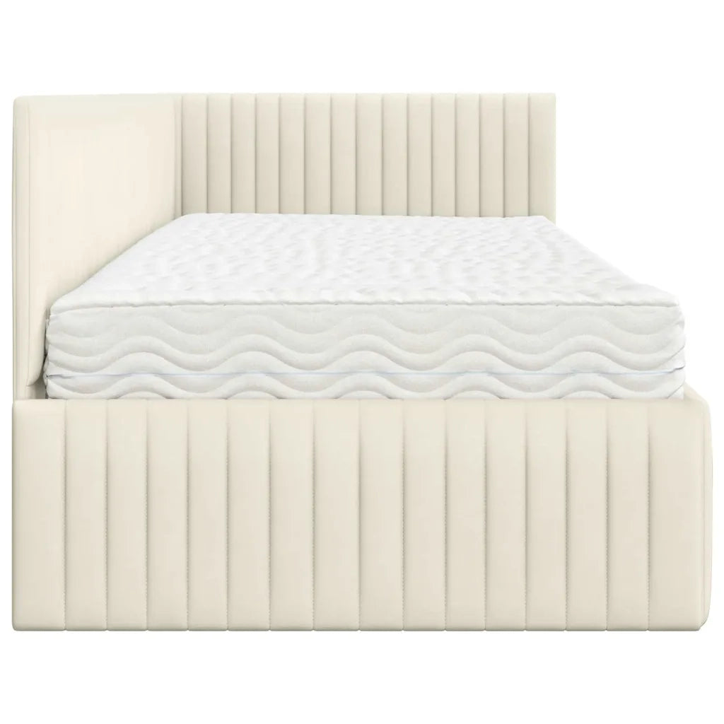 Struttura Letto Angolare con Materasso 2 pcs Crema Velluto 3393815