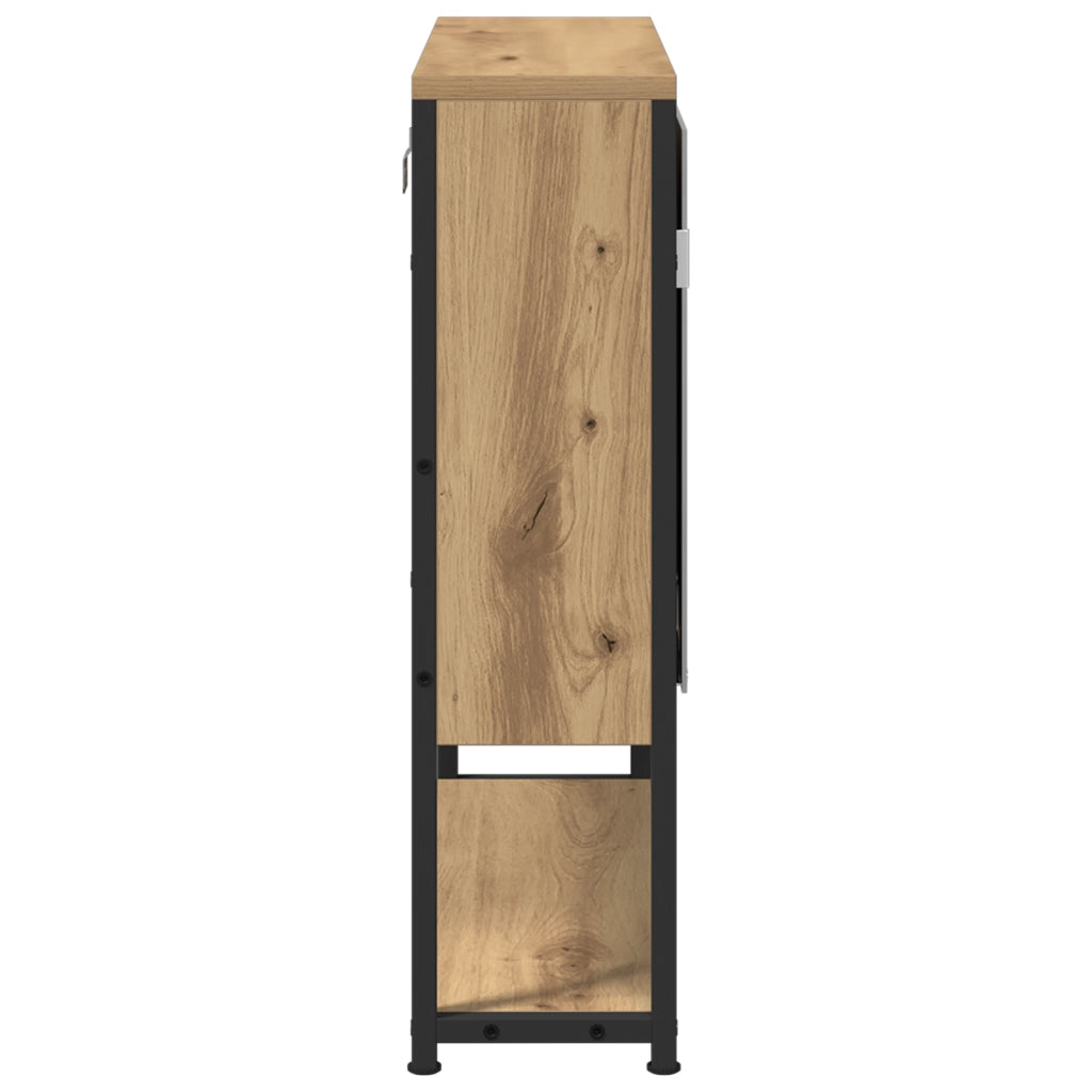 Mobiletto da bagno con specchio Rovere Artigianale 60x16x60 cm Legno Ingegnerizzato