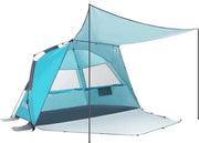 Struttura da tenda con strumenti per pulire i gradini per 3-4 persone con ombrellone solare - protezione UV UPF 50+ e impermeabile - blu