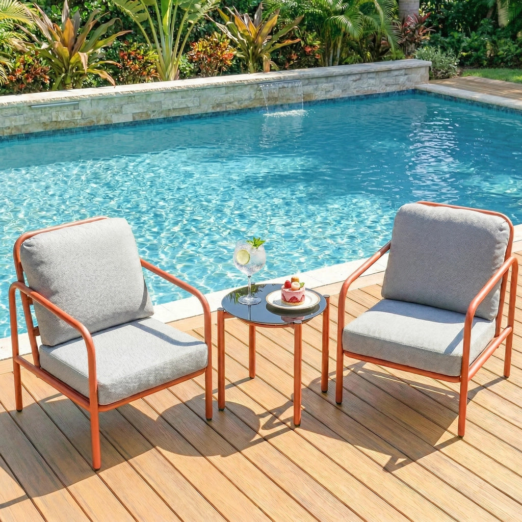 Set Salotto da Giardino 3 Pezzi con 2 Poltrone e Tavolino ¨C zephmum ¨C Grigio Antracite 63x77x76 cm