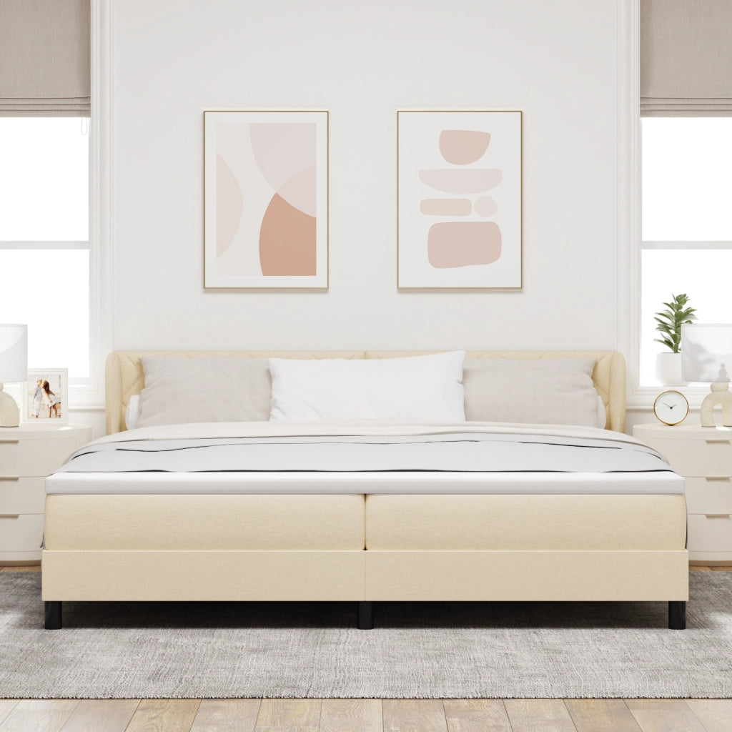 Letto a box con materasso crema 200x200 cm in tessuto