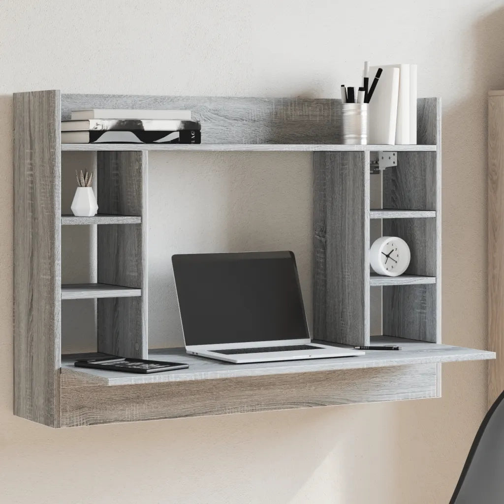 Scrivania | Tavolo da Ufficio a Parete Grigio Sonoma 105x48x75cm Legno Multistrato