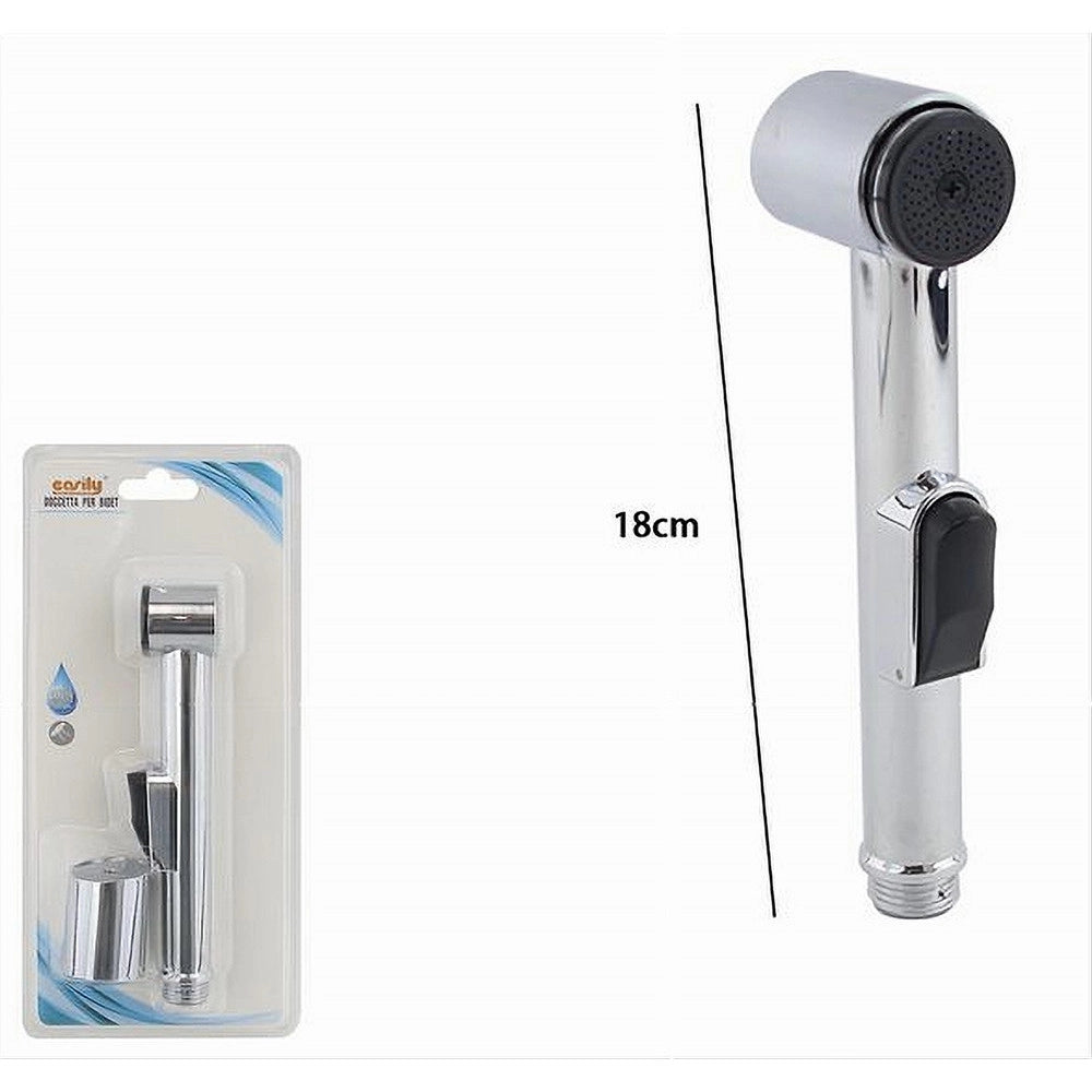 Trade Shop - Spruzzatore Doccetta Per Bidet Wc Doccia Vasca Bagno Pulizia 18 Cm Silver 87548 -