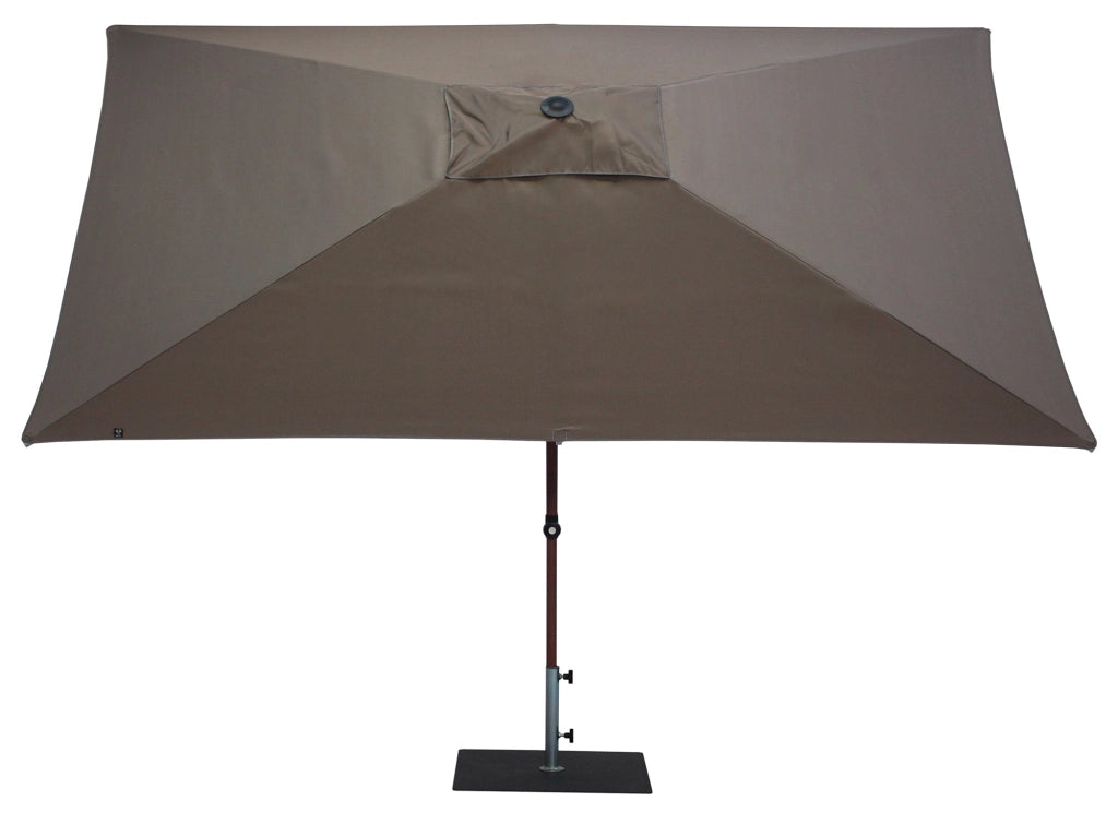 Ombrellone da Giardino 3x2 m Palo Ø38 mm in Alluminio Effetto Legno Tessuto Poliestere Trend Wood Taupe
