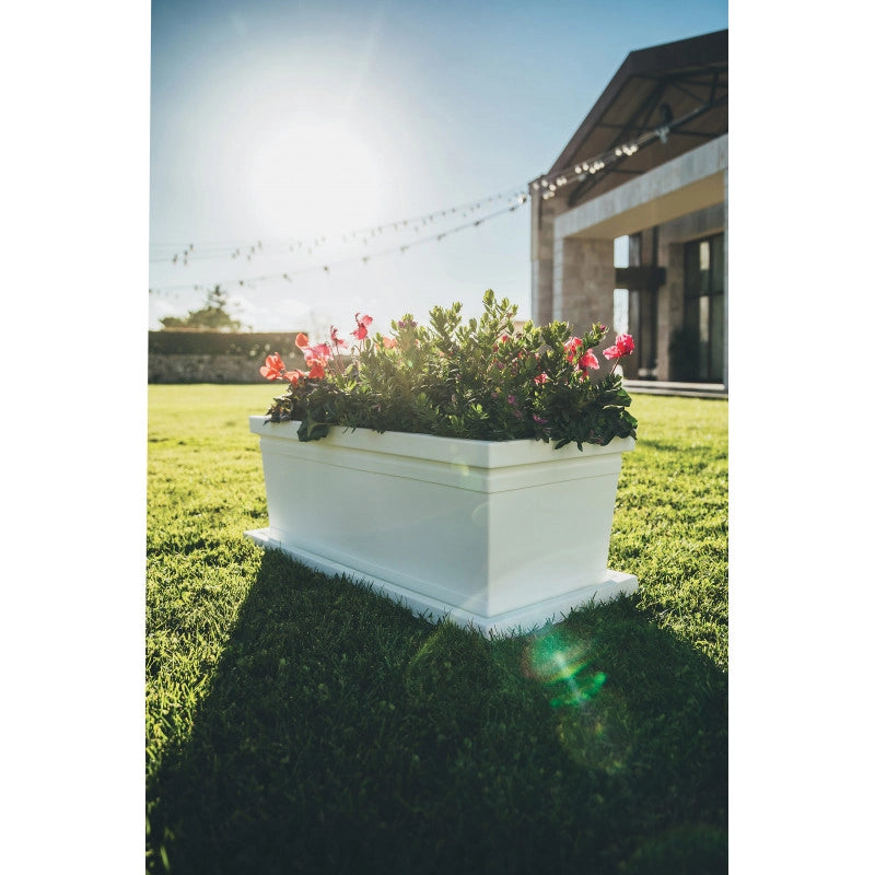 Vaso Fioriera decorativo classico tradizionale 80x40 H34 in polimero resistente bianco per piante per giardini e terrazze - Made in Italy - Monacis