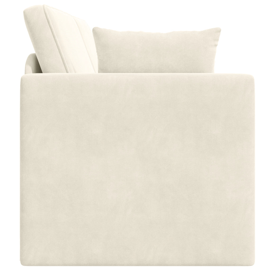 Divano Letto a Pavimento 2-in-1 Panna 213x144x60 cm Velour