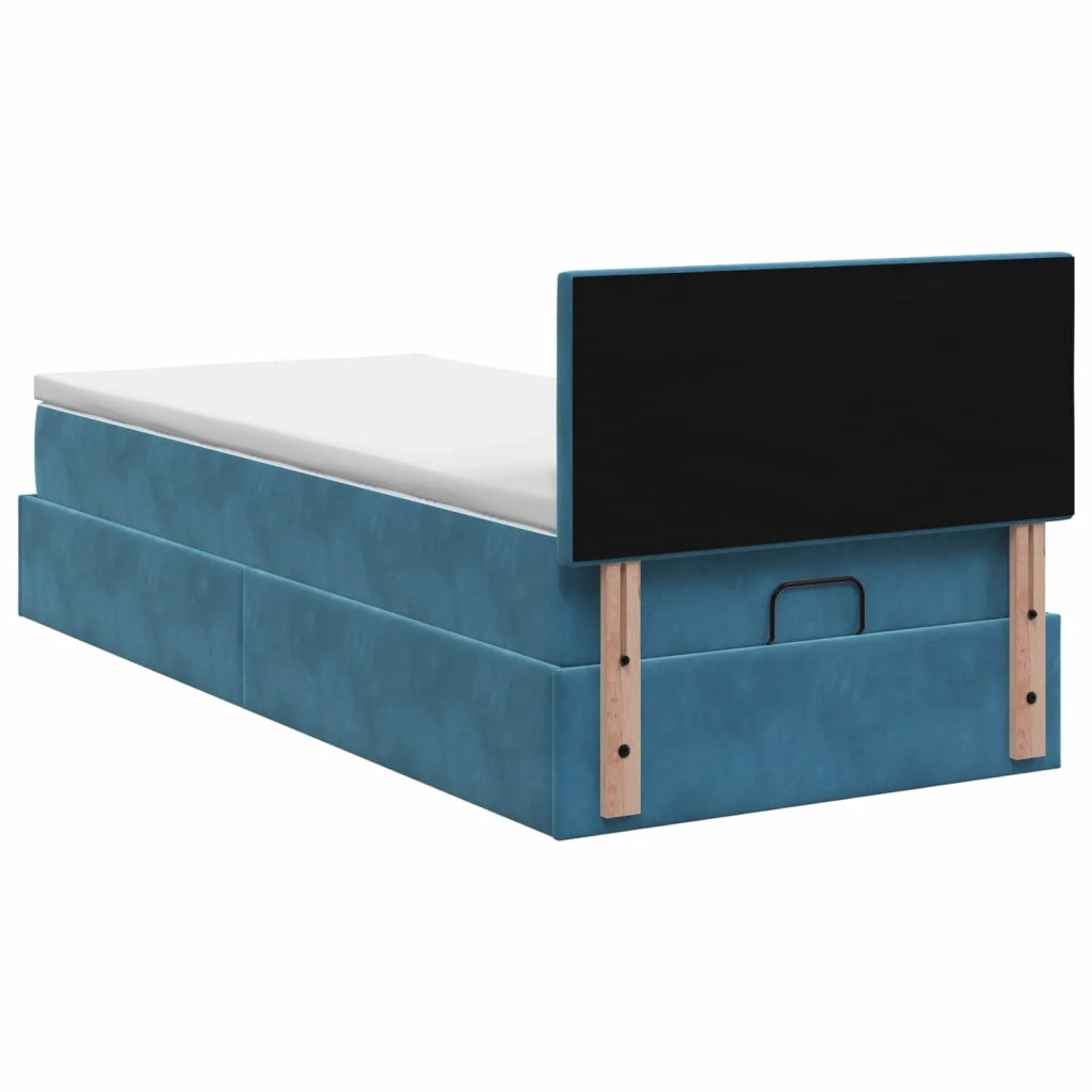 Letto ottomano con materasso Blu Scuro 90 x 190 cm Velluto 3457621