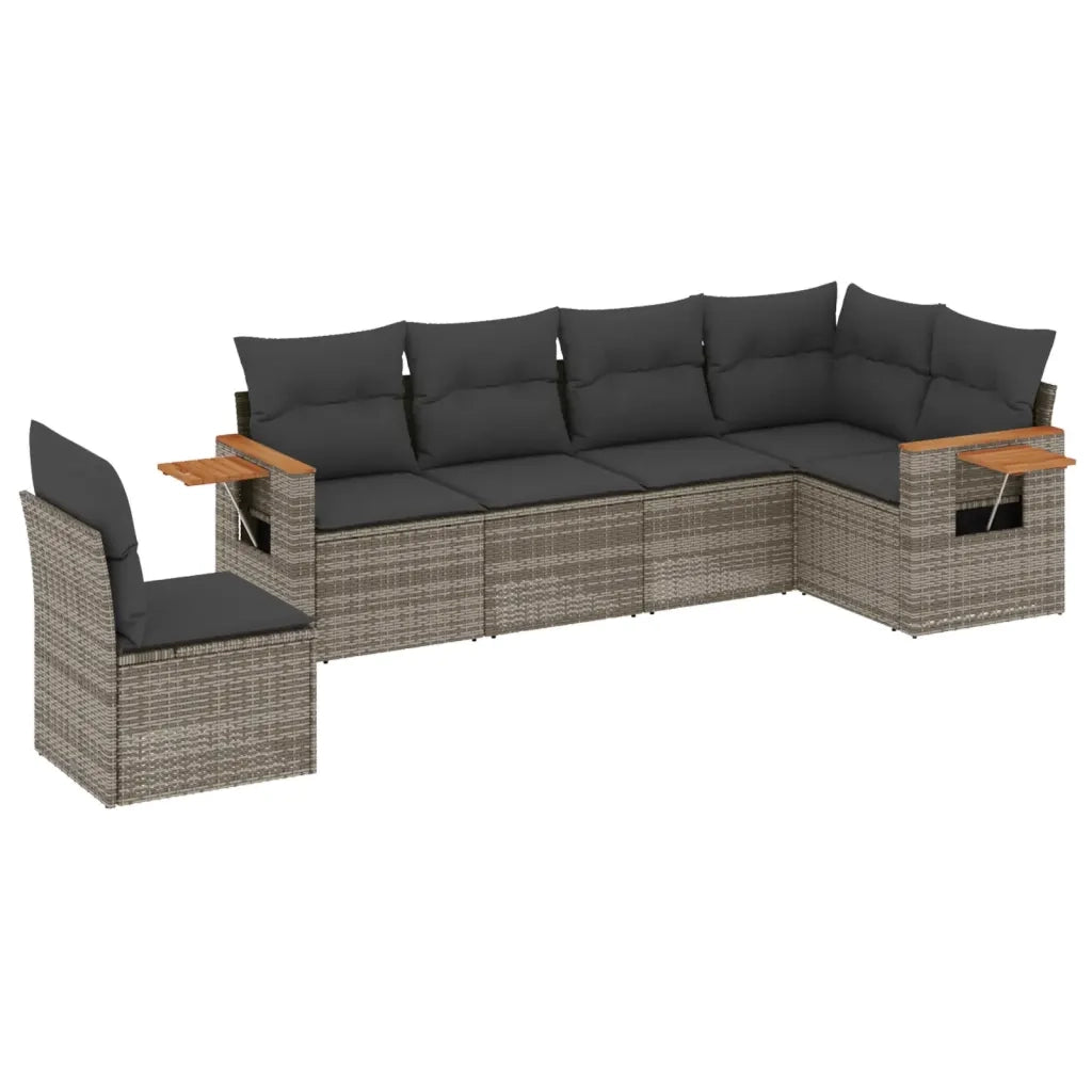 Set Divano da Giardino 6 pz con Cuscini Grigio in Polyrattan 3259260