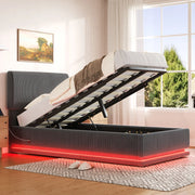 LETTO imbottito 90x200 cm Grigio scuro in Corduroy con testiera regolabile