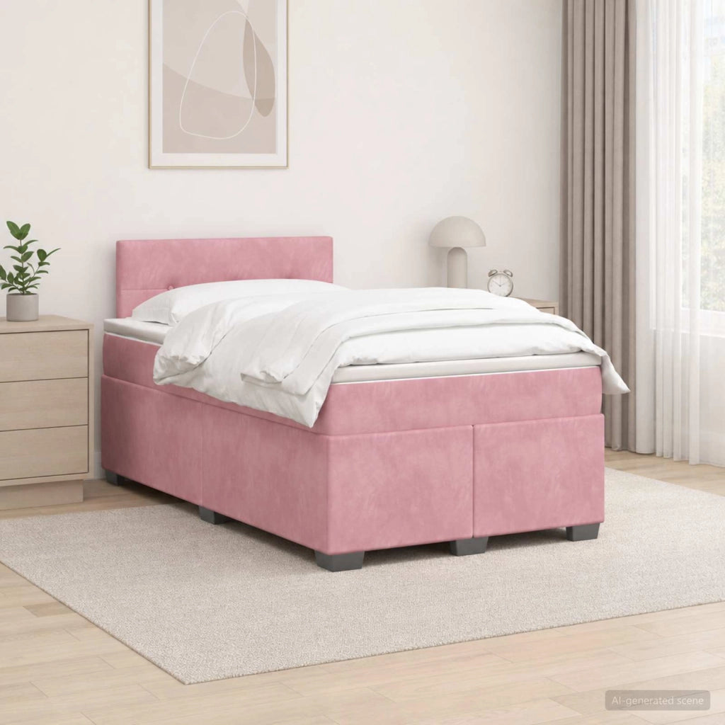 Letto box spring con materasso Rosa 120 x 200 cm Velluto 3450697