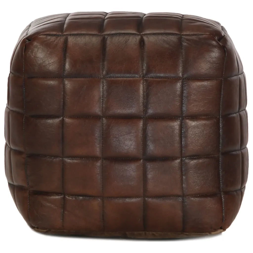 Pouf Marrone Scuro 40x40x40 cm in Vera Pelle di Capra
