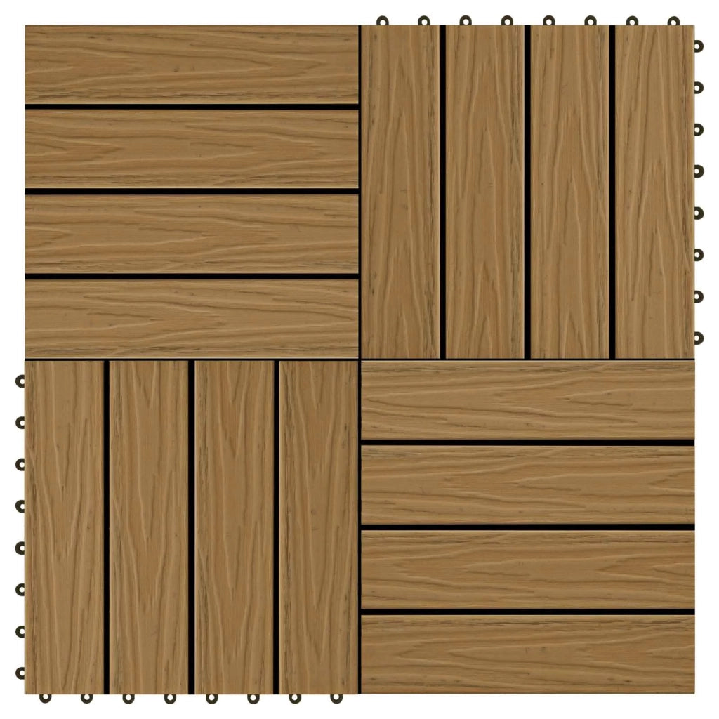 Piastrella per Decking 11 pz Teak riciclato 30 x 30 cm WPC CFW2574574