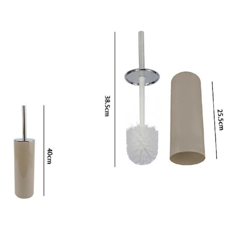 Trade Shop - Portascopino Porta Scopino Con Scopettino Wc Bagno Water Tortora Silver 69482 -