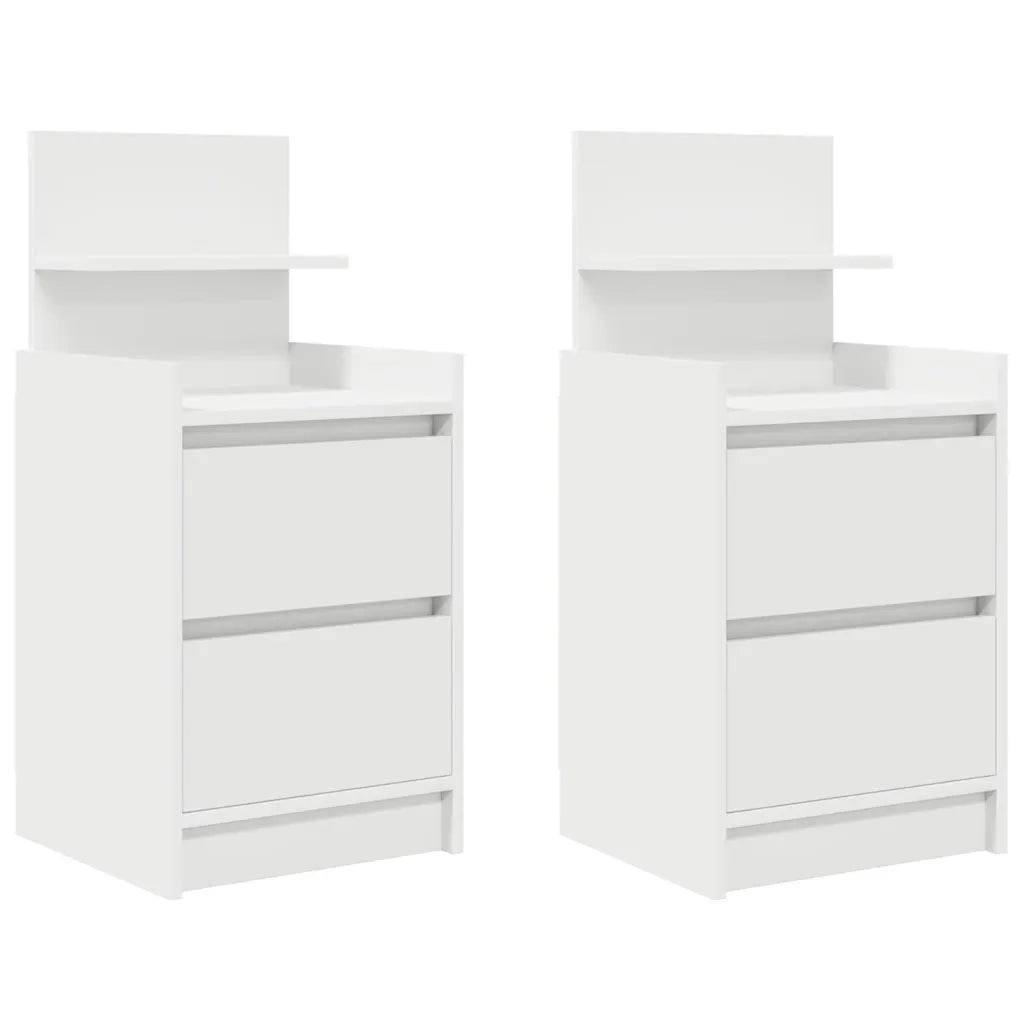 vidaXL Comodini con 2 Cassetti 2 pz Bianco 38x34x80 cm