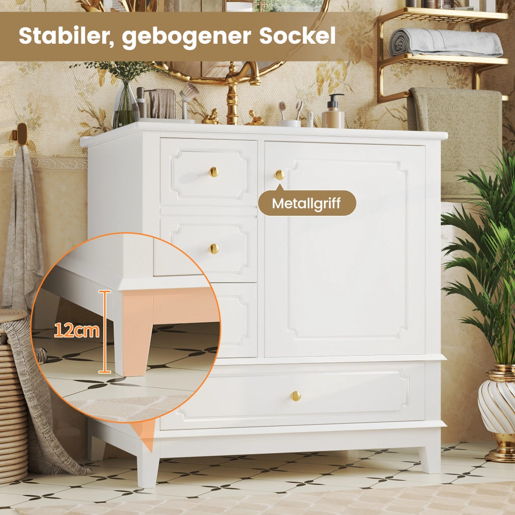MOBILE BAGNO 76,5x47x87,5 cm con lavabo in ceramica bianco MDF