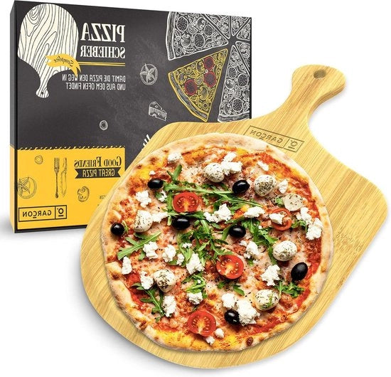 Spazzola per pietra focaccia in legno - schiappa a 30 cm di diametro per focaccia e flammkuchen - prodotto di alta qualità per pietra focaccia