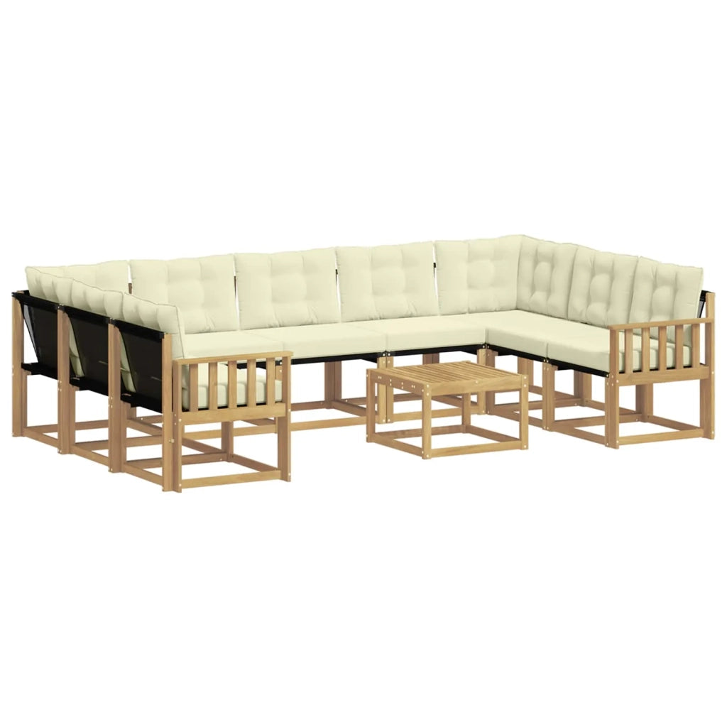 Set di divani da esterno 10 pz Bianco e Crema 3389880