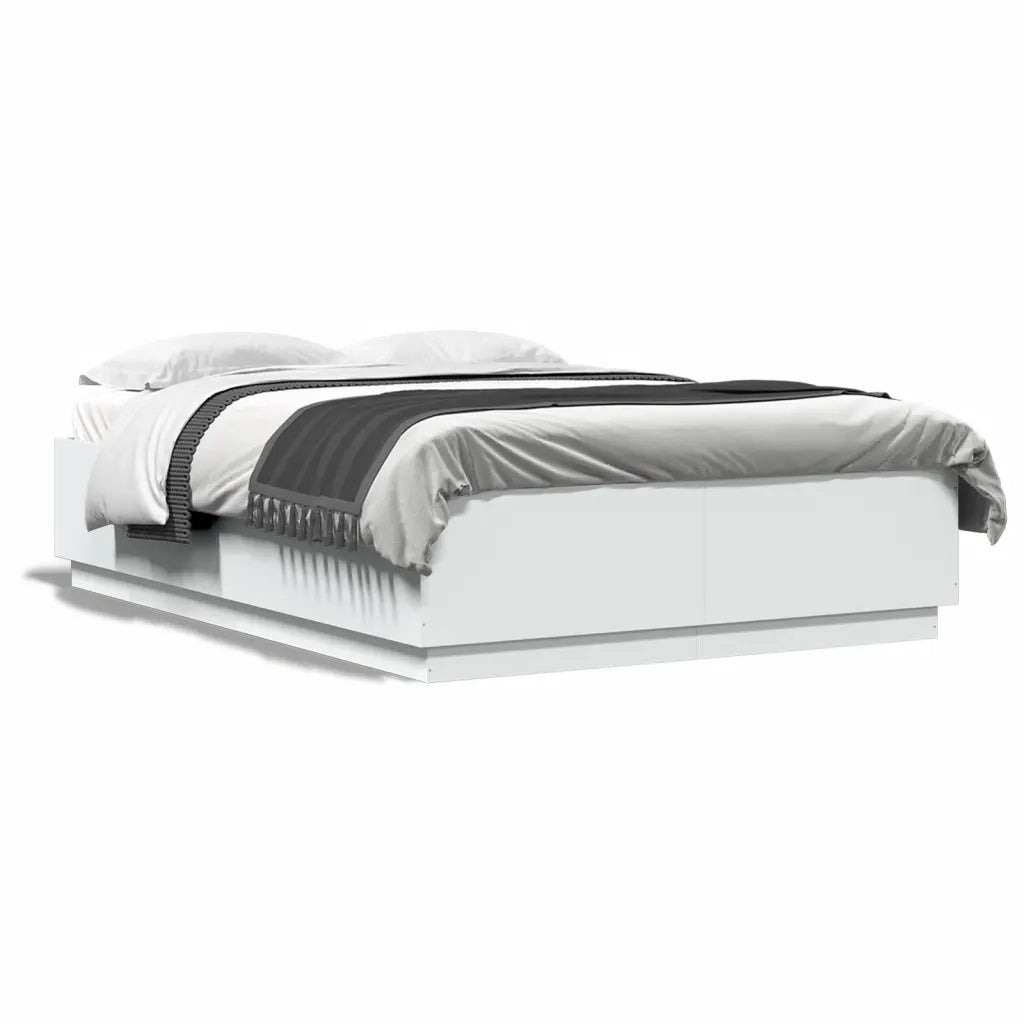 Giroletto con Luci LED Bianco 150x200 cm in Legno Multistrato 3209604