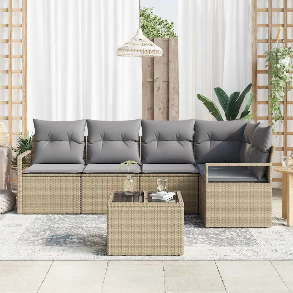 Set di divani 6 pcs Beige polyrattan