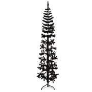 Albero Natale Artificiale Sottile a MetÃ  e Supporto Nero 210 cm