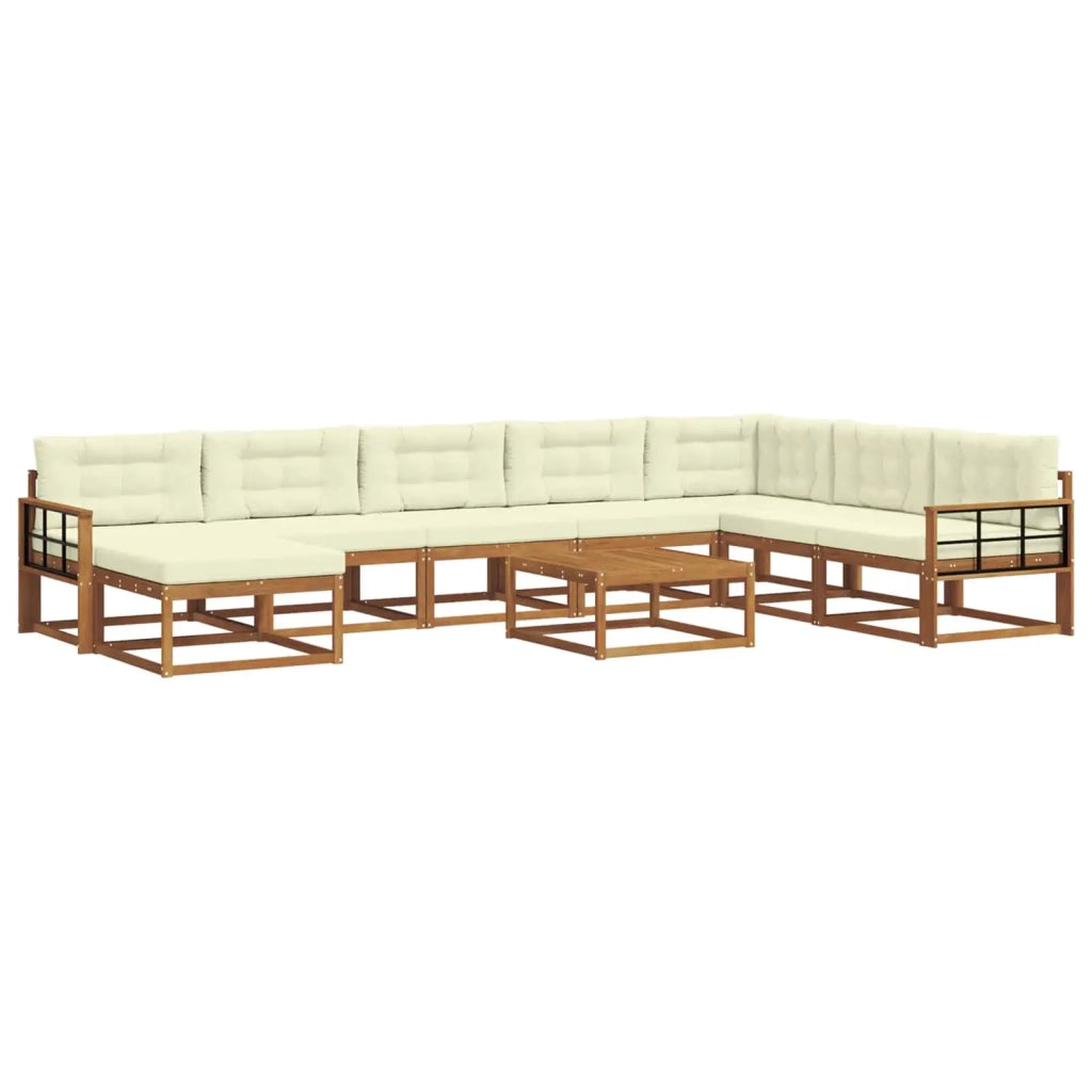 Set di divani da esterno con cuscino 9 pcs Naturale e Crema 3368043