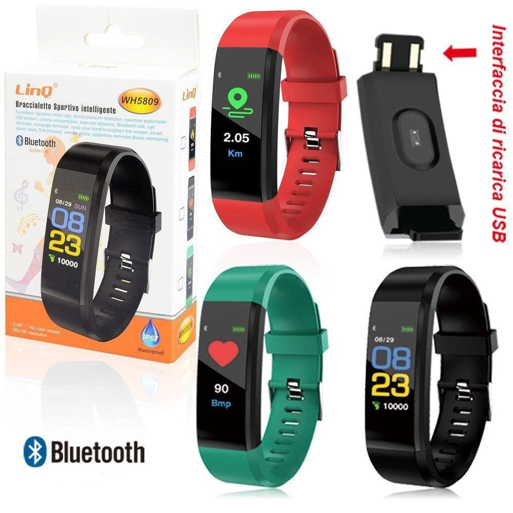 Trade Shop - Smartwatch Orologio Contapassi Smart Sport Bracciale Wh5809 Ricarica Usb Diretta -