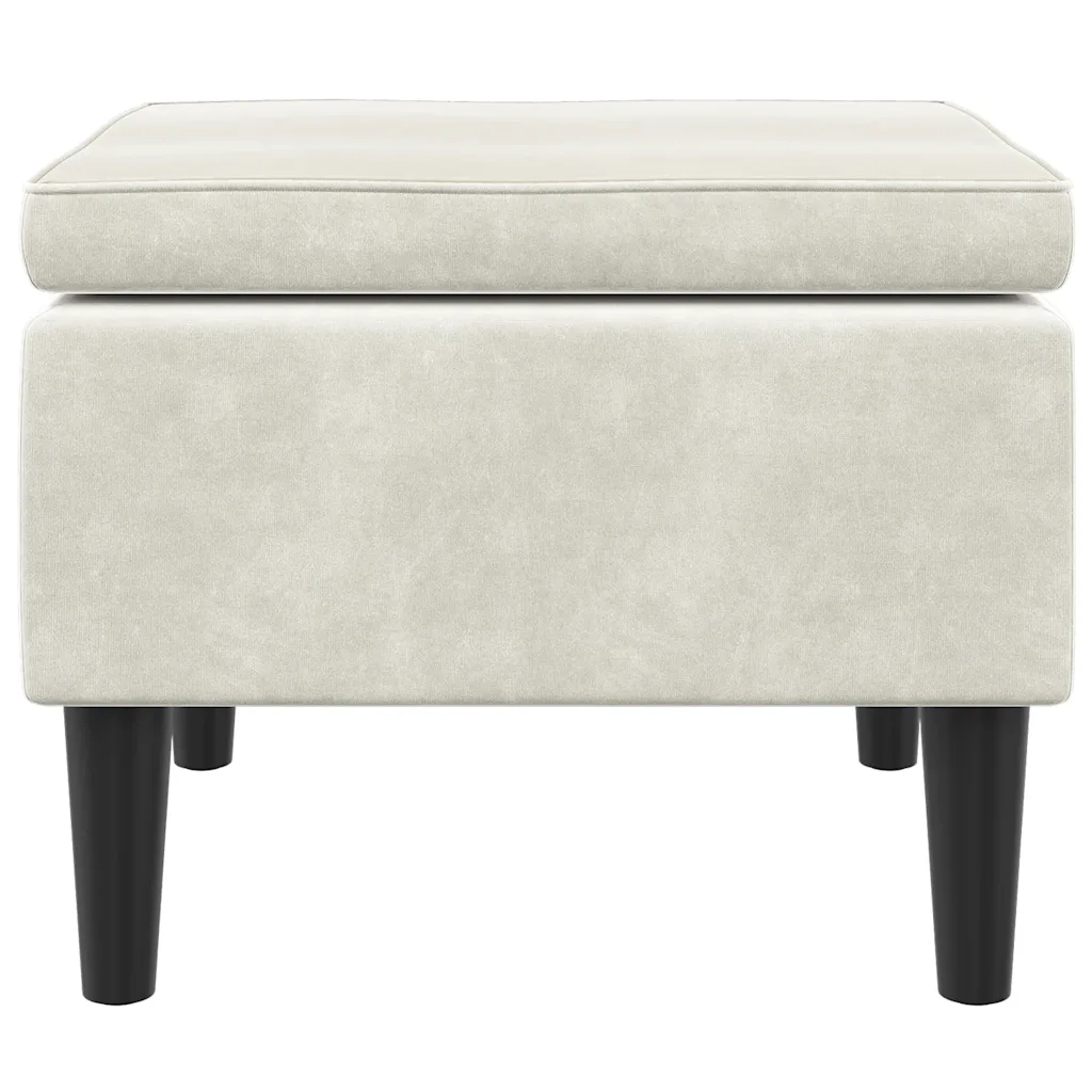 Sgabello con gambe in legno color crema e velluto 329445