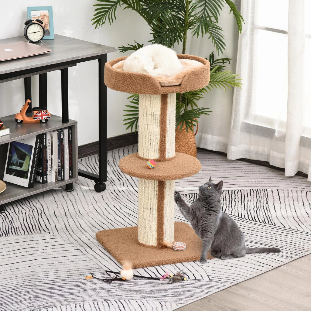 Arbre a Gatto con Grigliaio e Cuscino ¨C zephmum ¨C Marrone Chiaro