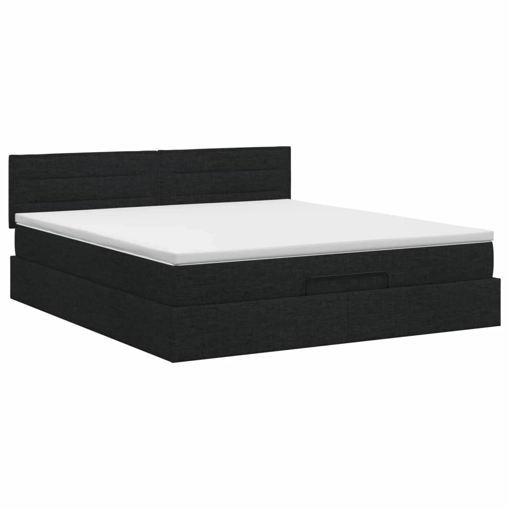 Letto ottomano con materasso Nero 160 x 200 cm Tessuto 3456256